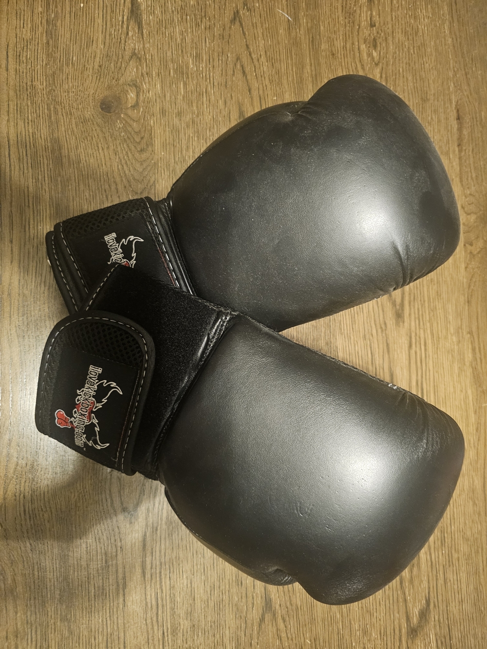 Black Boxing Gloves with Logo Velcro Strap